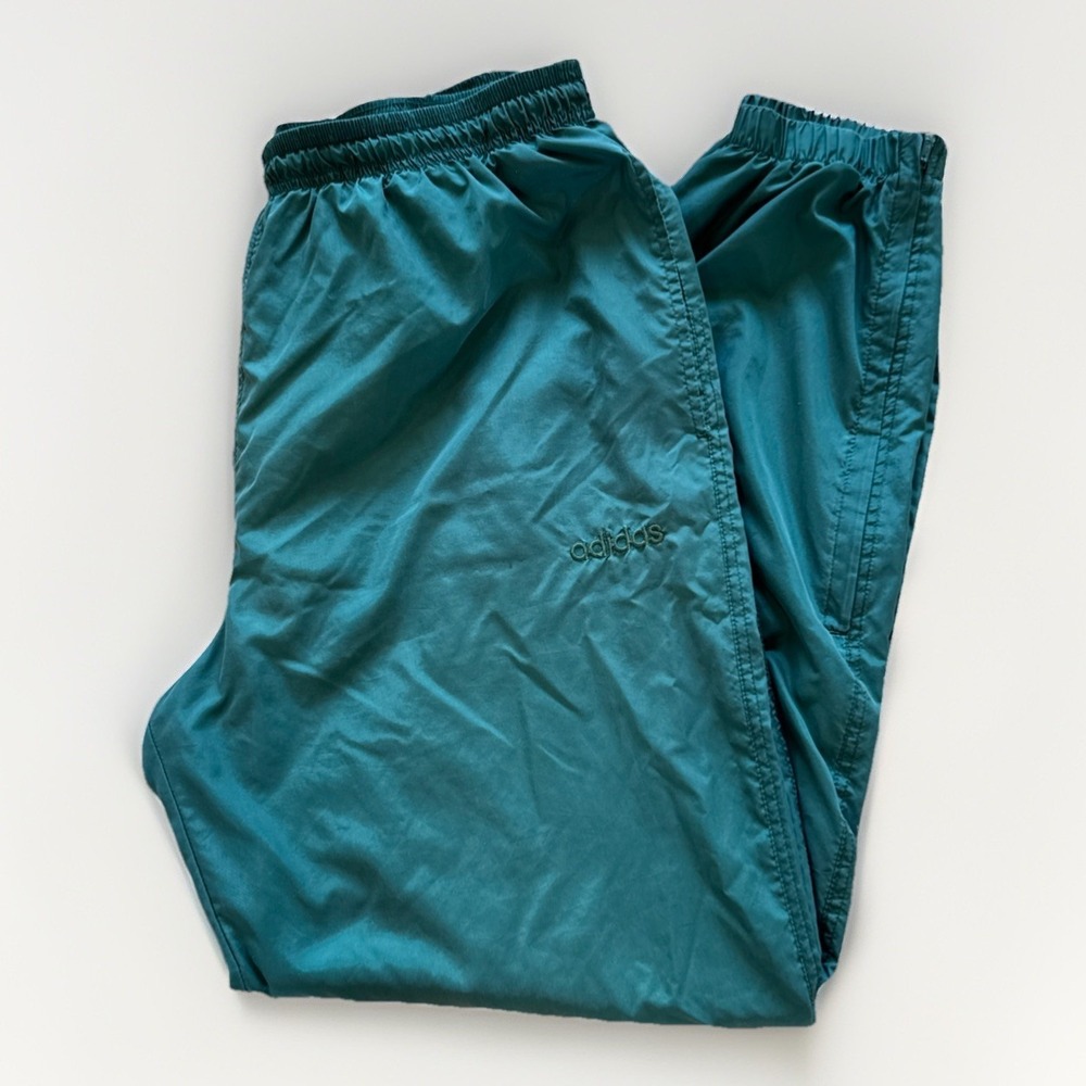 Vintage Adidas Track Pants Mens L Green Wind Suit 90s Y2K Retro